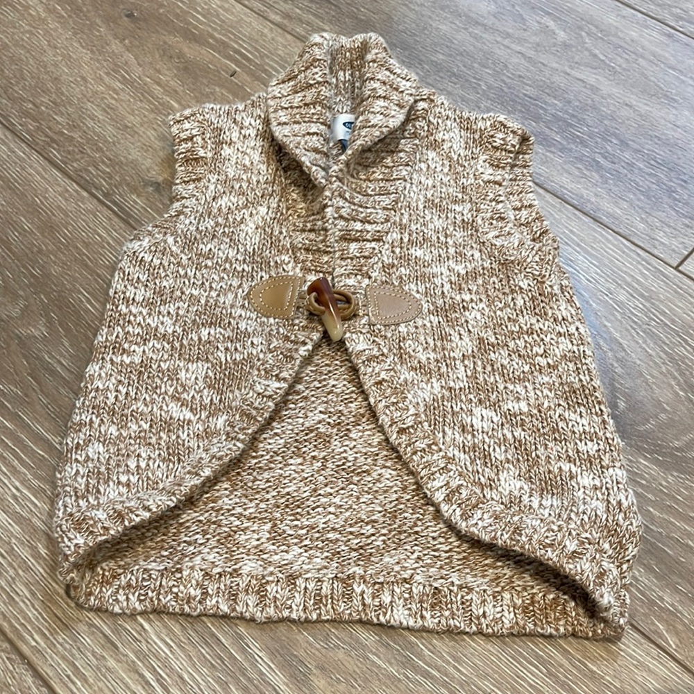Bestest with the Vestest- Old Navy knit vest cream and tan, 18 - 24 months